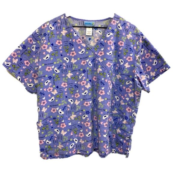 Scrub Tops Lot 3 Disney Life Uniform Destination Women’s XL Pink Purple Black. - Picture 7 of 16